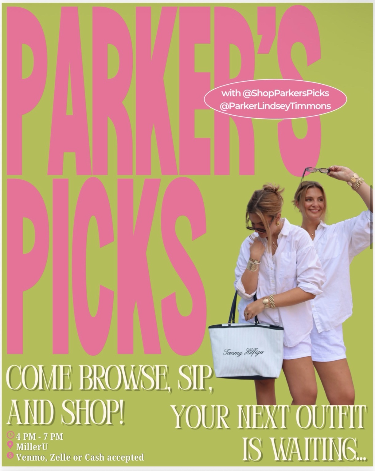Parker's Picks pop-up promotional flyer